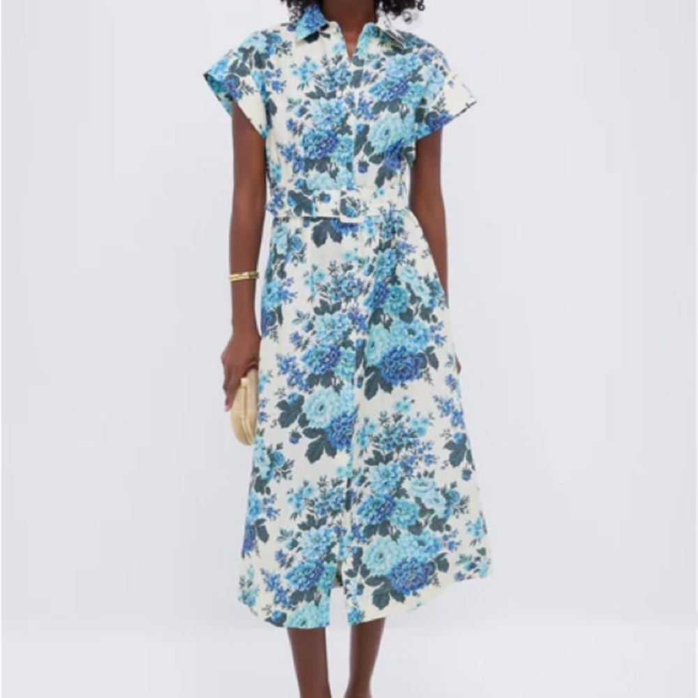 Floral Blue and White Linen Chloe Dress